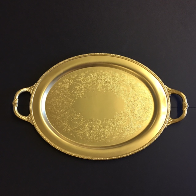 Gold serving trays, oval